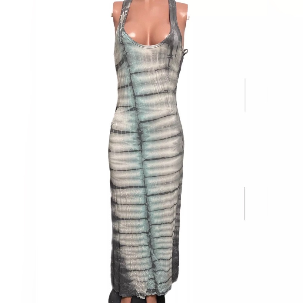 Y2K Urban X Tie Dye Ruched Vacay Maxi Dress Racerback NWOT Beach Party Grey